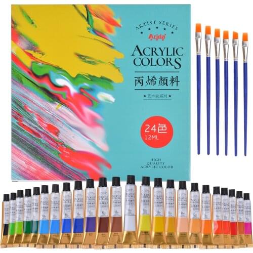 Professional Acrylic Paint Set 12/18/24 Colors 12ml Tubes Drawing Painting Pigment Used in Arts and Crafts