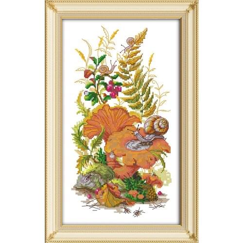 Snail cross stitch kit cartoon animal DMC color thread 14ct 11ct count print canvas stitches embroidery handmade