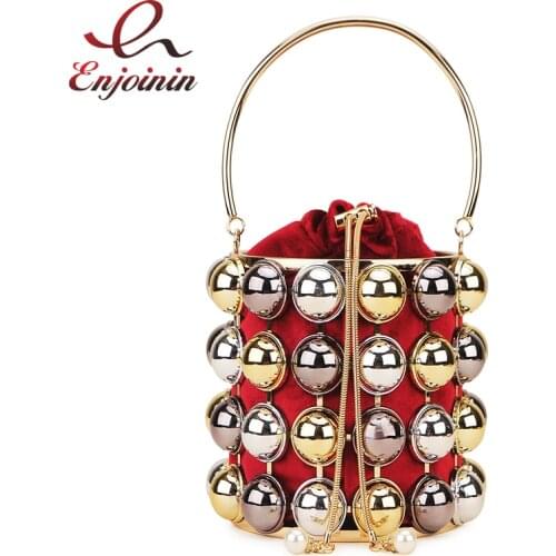 NEW Gold Evening Clutch Bag Women Purses and Handbags Luxury Beaded Designer Party Totes Ladies High Quality Metallic Basket Bag