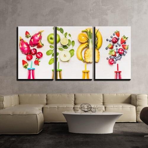 Modern Decorative Banana Poster Canvas Painting 3 Pieces Fruit Smoothie Picture Wall Art Modular Home Restaurant Poster