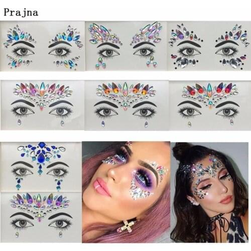 Prajna Crystal Applique Face Sticker Self-Adhesive Crystal Rhinestones Decoration For Eye Jewelry Accessories Party Art Stickers
