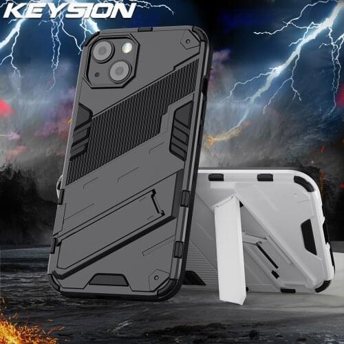 KEYSION Shockproof Armor Case for iPhone 13 Pro Max 13 mini 11 12 Pro Stand Phone Cover for iPhone SE 2020 X XS Max XR 8 7 Plus