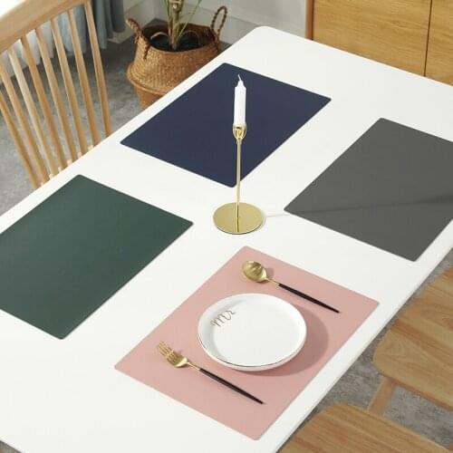 Rectangular Table Mat PU Leather Placemat Waterproof Greaseproof Pad Kitchen for Dining Table Anti-scalding Insulation Pads