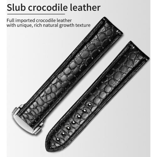HOWK Watchband Substitute OMEGA Watch Band 19mm 20mm 21mm Real Watch Band Alligator Round Pattern Watch Strap