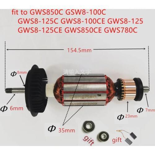 AC220-240V Armature Rotor Motor for BOSCH GWS850C GSW8-100C GWS8-125C GWS8-100CE GWS8-125 GWS8-125CE GWS850CE GWS780C