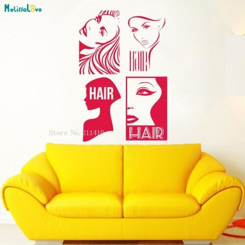 Sex Girls Wall Sticker New Design Hair Salon Barbersop Barber Hairdresser Murals DecorRemovable Vinyl Simple Decals YT914