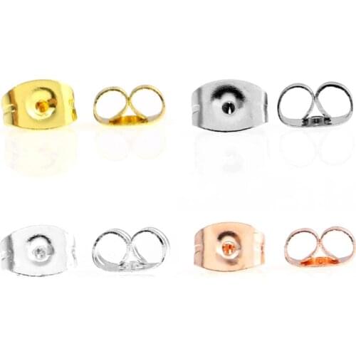 300pcs stainless steel Rose gold Hard Earring Backs Butterfly Ear Back Stud Earrings Care Cap Earring DIY Jewelry Ear Pin Back