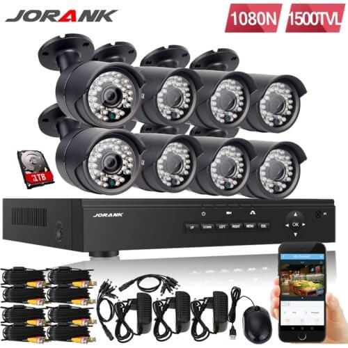 JORANK Cctv Security System HD 1080N 8CH DVR 8 PIECES 720 P IR CUT AHD 1.0MP CCTV Camera System 8 Channel Video Surveillance Kit