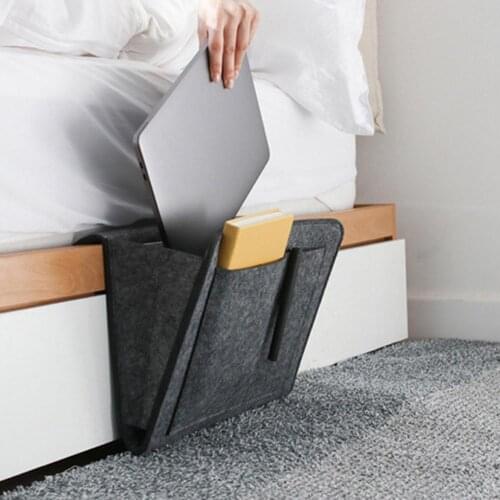 Bed Storage Bag Pockets Felt Bedside Hanging Storage Organizer Holder For Bedroom Table Sofa Bedroom Anti-Slip Closet Organizer