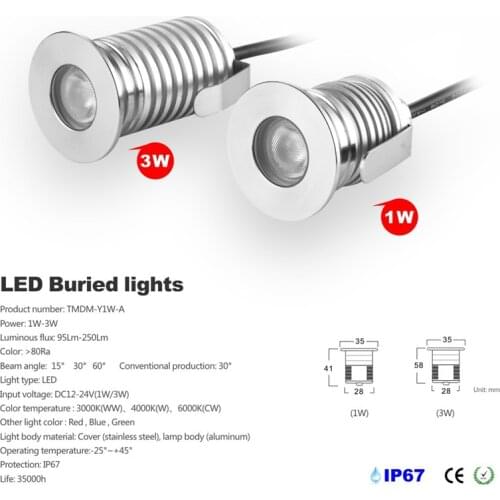 12pcs Led Underground Lamps Outdoor Led Mini 1W 3W Landscape Lighting IP67 Led Paver Light With CREE Chip 5 Years Warranty