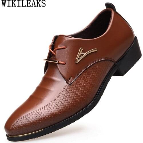 Party Shoes for Men Dress Shoes Man Leather Business Suit Oxford Official Shoes for Men Brown Dress Wedding Dress Zapatos Hombre