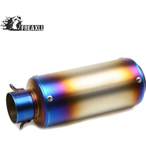 Universal 36-51MM 61MM Motorcycle Exhaust Pipe With Muffler Moto Pit Bike Pot Escape For bmw dio scrambler kawasaki versys 650