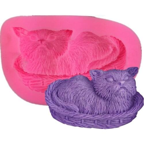 Cat-shaped chocolate decoration fondant baking silicone mold drops plaster ornaments mold