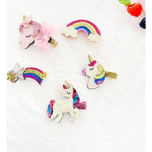 Miss Cute 5pcs/Set Girls Rainbow Star Flower Hairpins Sweet Hair Ornament Headband Hair Clips Barrette Fashion Hair Accessories