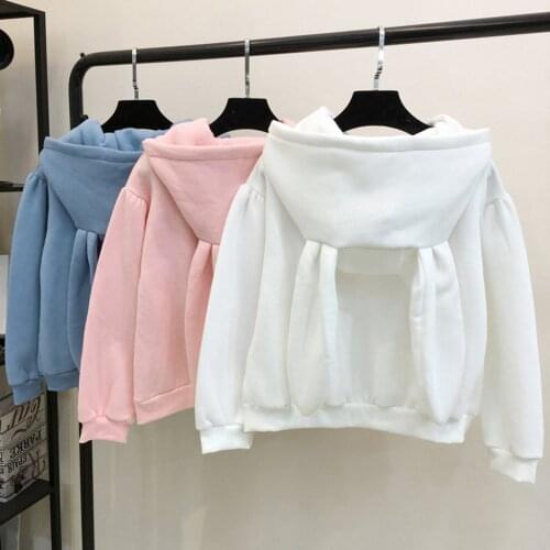 Womens Girls Cute Rabbit Ears Hoodie Sweatshirt Jacket Warm Coat Pullover Tops Womens Autumn Clothes