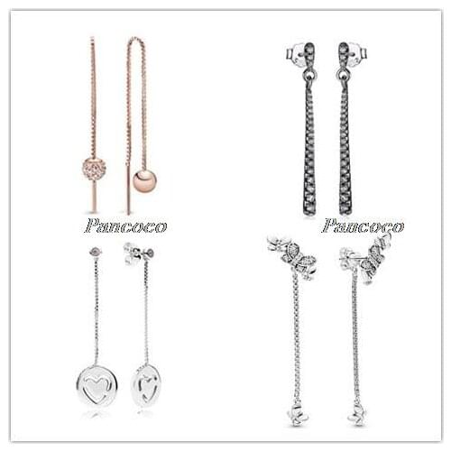 925 Sterling Silver Earring Rose Polished & Pave Bead Studs Earring For Women Wedding Party Gift Fashion Jewelry