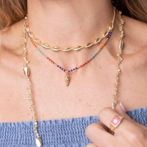 2020 New Beach Link Chain Choker jewelry Gold color Sea Shell Charm Necklace For Women Female Delicate Chain Fashion Party Gift