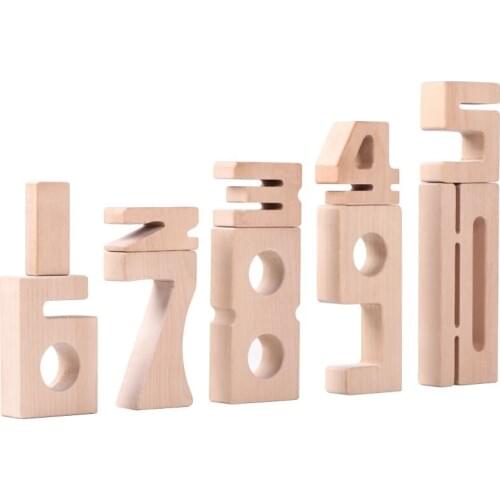 1-10 Unpaint Wooden Math Digital Toys Building Blocks Baby Wood Balance Model Jenga Educational Montessori Puzzle Toy for Kids