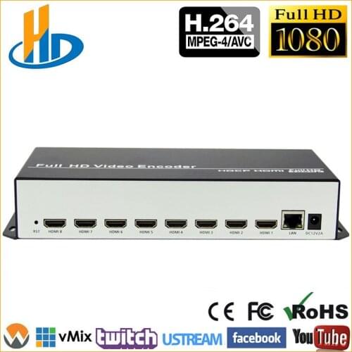 1 H.264 HDMI To IP Video Encoder IPTV 8 Channels Live Streaming Encoder HD Encoders H264 With UDP HLS RTMP RTSP HTTP ONVIF