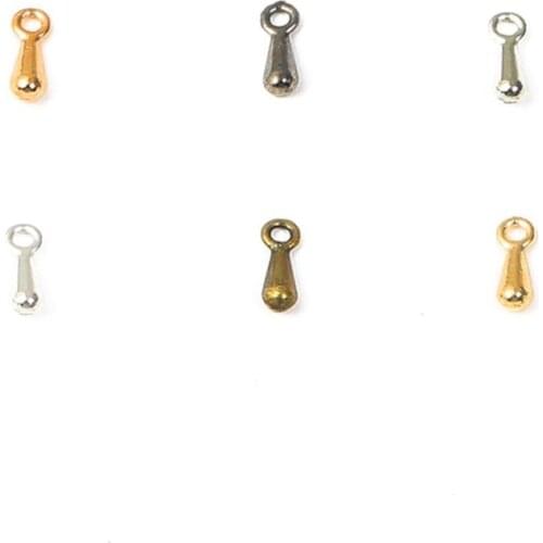 100pcs/lot 2*7mm Gold/ Silver Copper Water Droplets Cord Used For DIY Necklace Bracelet Crimp Ends Extended Accessories