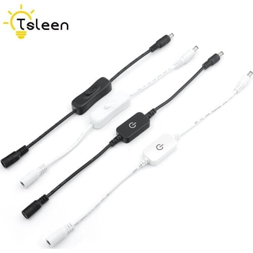 2.1mm*5.5mm DC 12-24V Tsleen Power Switch Cable In-Line Switch Arduino For LED Strip Light Lamp Connector Female ON OFF Inline