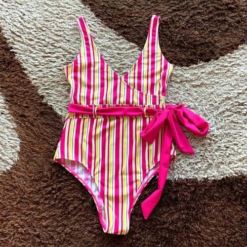 2021 New Fashion Ladies Striped Swimsuit Sexy Tight Backless High Elastic One-piece Swimsuit Swimsuit Bikini Suit