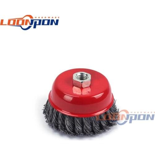 3/4" Twisted Wire Wheel Brush Set with Screws Bowl Type for Metal Polishing Cleaning Removing Paint Rust Corrosiont