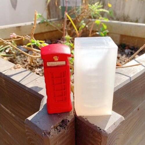 3d British Telephone Booth Silica Gel Candle Mold Aromatherapy Plaster Mold Handmade Soap Tools Home Decoration
