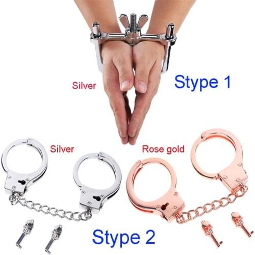 BDSM Bondage Metal Handcuff With Keys Lockable Wrist Cuff Restraint Bedroom SM Game Slave Captivity Torture Sex Toy For Couple