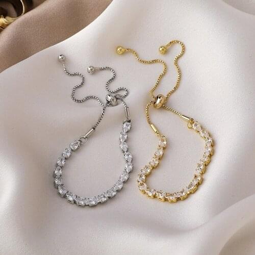 Luxury Exquisite Zircon 14K Gold Plated Bracelet for Women Cuff Bracelet Adjustable Simple Fashion 2021 New Trendy Party Jewelry