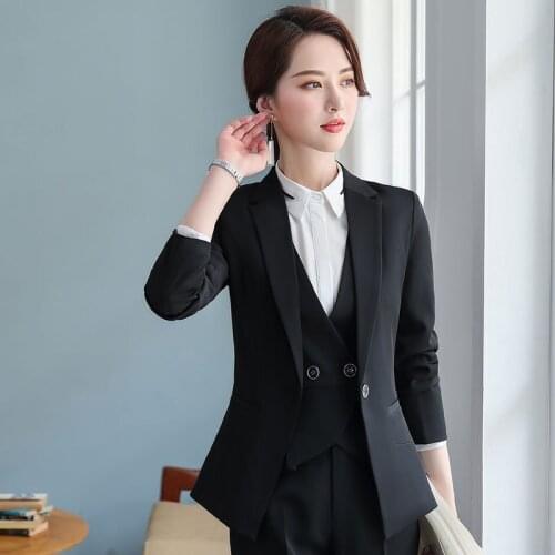 Pants suit new non-iron suit jacket female professional overalls long-sleeved suit 2 piece set women female office ladies suit
