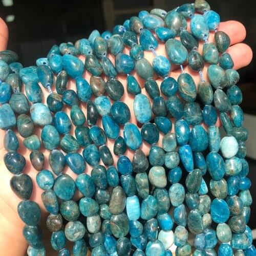 6-8mm Natural Blue Apatites Stone Beads Irregular Loose Spacer Beads for Jewellery Making Fashion Bracelet Necklace 15