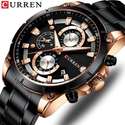CURREN Men Watch Top Brand Luxury Sports Quartz Mens Watches Full Steel Waterproof Chronograph Wristwatch Men Relogio Masculino