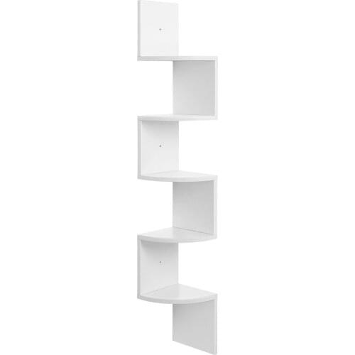 Homfa Bookcase CD Corner Shelf For The Wall With 5-Shelves To Save Space