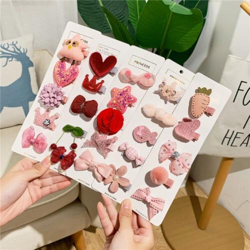 5Pcs/Set Kids Infant Hair Clips Cute Crown Strip Hairpin Baby Girl Cartoon Animal Handdmade HairClips For Girls Hair Accessories