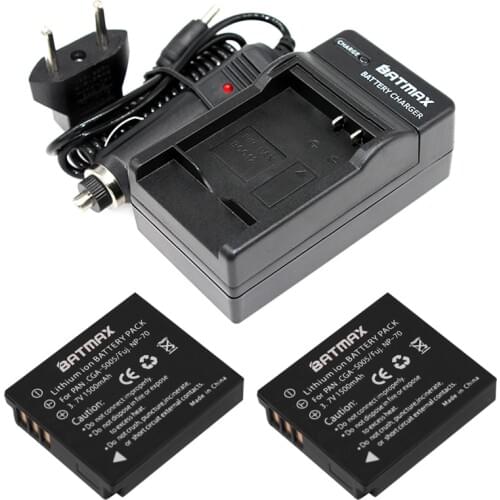 CGA-S005E S005 Rechargeable Battery(2Pack)+Charger Kit for Panasonic Lumix DMC-LX1 LX2 LX3 FX3 DMW-BCC12 For FUJI NP-70 DB60