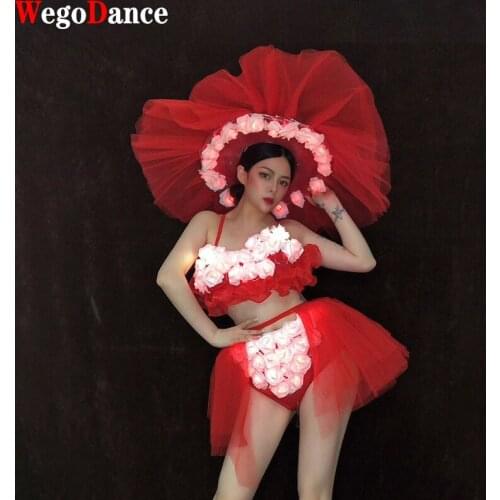 Princess LED Party Light Tutu Suit With Glow Flower Hat Wreath Garland Fairy Girl Costume Stage Dance Mini Skirt Decoration Set