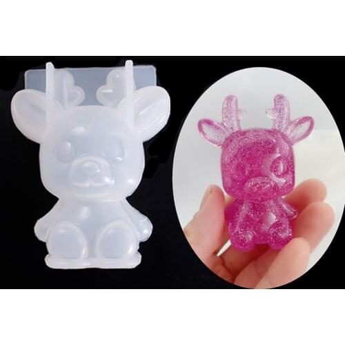 Elk mold 3D stereo mirror plum Christmas deer set table silicone mold DIY fondant mousse mold