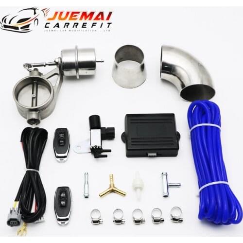JUEMAI Car Exhaust Pipe Control Valve Kit Universal Vacuum Controller Device Remote Set Switch 51 63 76mm