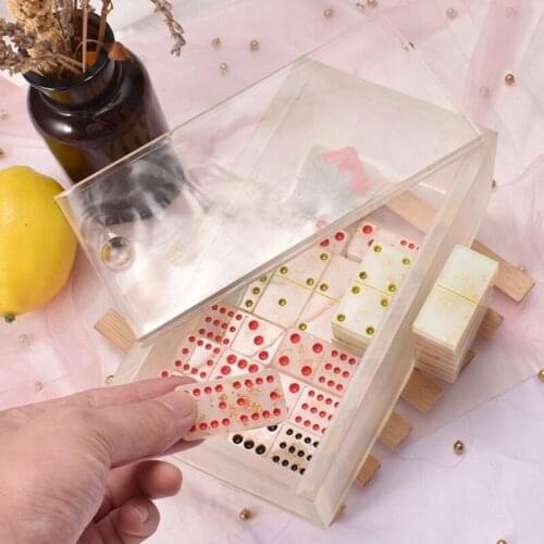 T84B Dominoes Box with Lid Epoxy Resin Mold Chess Tissues Napkin Storage Case Silicone Mould DIY Crafts Jewelry Holder Casting