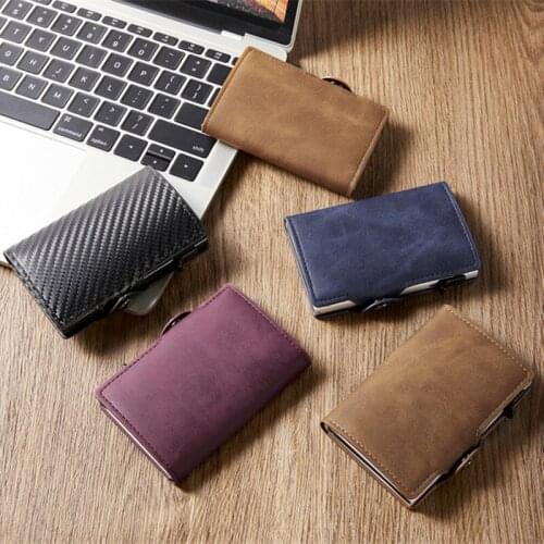 2021Unisex RFID Blocking Credit Card Holder Men Brand PU Leather Wallet Short Slim Purse Card Case Women Money Wallet 5 Colors