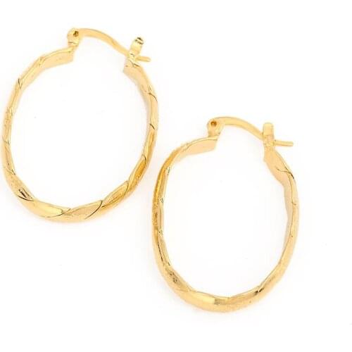 Trendy 24k Gold Color Geometry Twist Hoop Earring Women Simple Earrings Jewelry