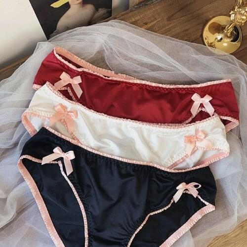 Wriufred Fashionable sexy low-waist briefs bows flying edges panties nylon ruffle pants comfortable hips women underwear