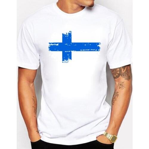 Finland National Flag Printed Tee Shirts Short T-shirts Nostalgic Style Star Players Finland Fans Cheer Tshirts For Men Summer
