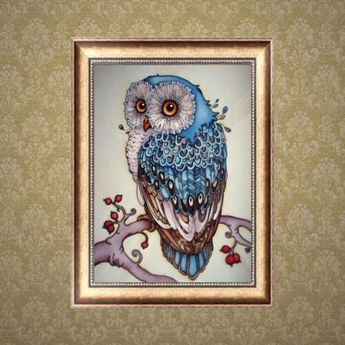 Fashion Craft Decor Owl Animal Cross Stitch Embroidery 5D DIY Diamond Round Diamond Rhinestone Mosaic Painting Home Decor