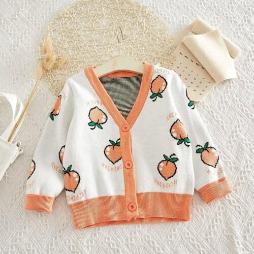 2019 Autumn Casual Letter Jacket For Girls Long Sleeve Fruit Sweater High Quality Childrens Sweater