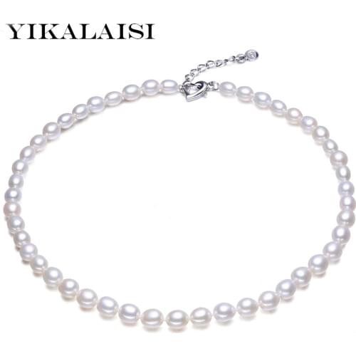 YIKALAISI 925 Sterling Silver Natural Pearl Necklace Fashion Jewelry For Women 6-7mm Pearl 3 Colour