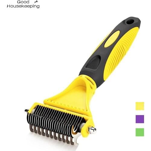 Pet Dog Dematting Comb with 2 Sided Professional Grooming Rake for Easy Mats Tangles Removing Hair Removal Brush for Dogs Cats