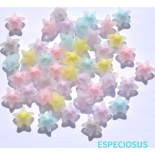 DIY jewelry Accessory Transparent Matt Acrylic Beads 16MM Pentagram Beads Mix Color Dull Polish Star Spacer Bracelet Findings