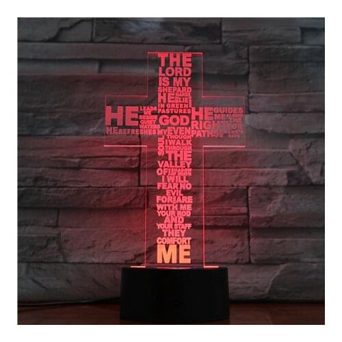 Jesus Cross Touch Remote Control Night Light LED Stereo Acrylic Panel Table Decoration 7 Colors Change Bedroom Lamp GX1668